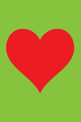 Cover of Blank Notebook - 100 Pages - Red Heart on Lawn Green