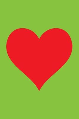 Book cover for Blank Notebook - 100 Pages - Red Heart on Lawn Green