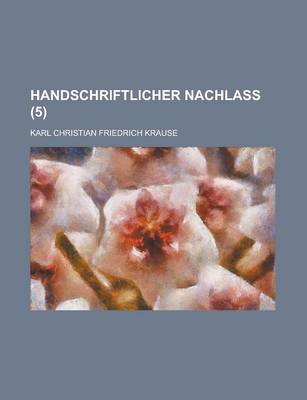 Book cover for Handschriftlicher Nachlass (5)