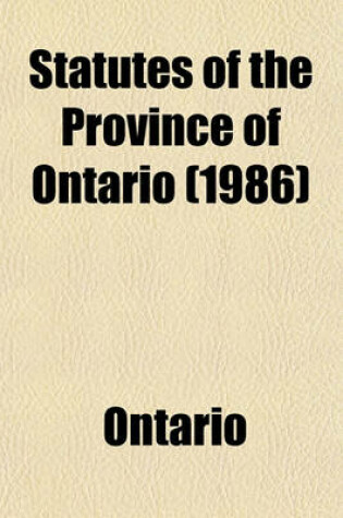 Cover of Statutes of the Province of Ontario (1986)