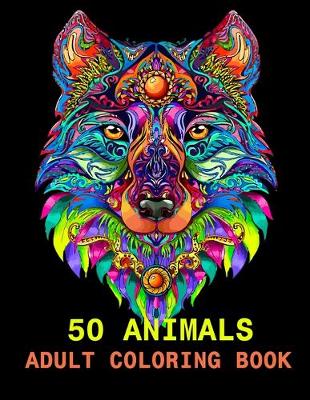 Book cover for 50 Animals Adult Coloring Book