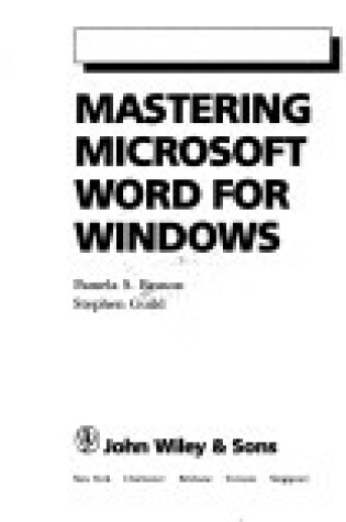 Cover of Mastering Microsoft WORD for Windows