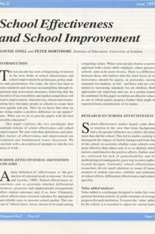 Cover of School Effectiveness and School Improvement