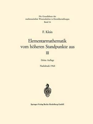 Book cover for Elementarmathematik Vom Hoheren Standpunkete Aus III