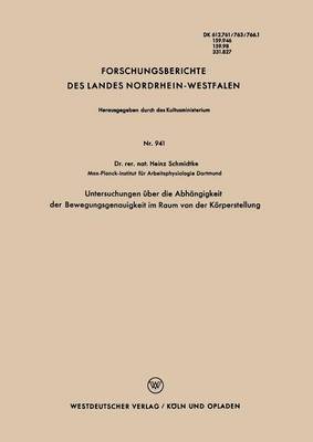 Cover of Untersuchungen über die Abhängigkeit der Bewegungsgenauigkeit im Raum von der Körperstellung