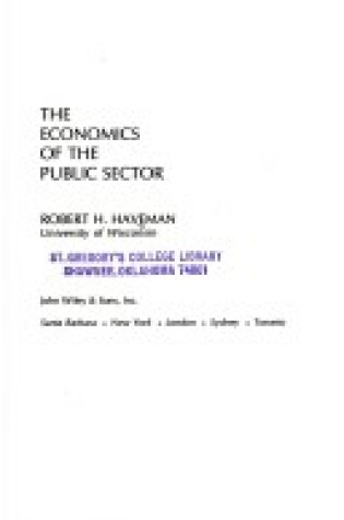 Cover of Economics of the Public Sector