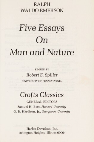 Cover of Five Essays on Man and Nature