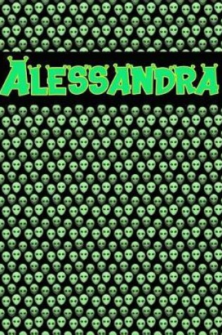 Cover of 120 Page Handwriting Practice Book with Green Alien Cover Alessandra