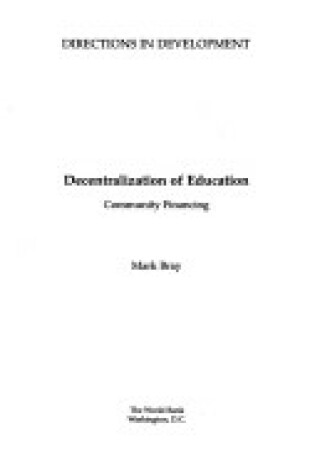 Cover of Decentralization of Education