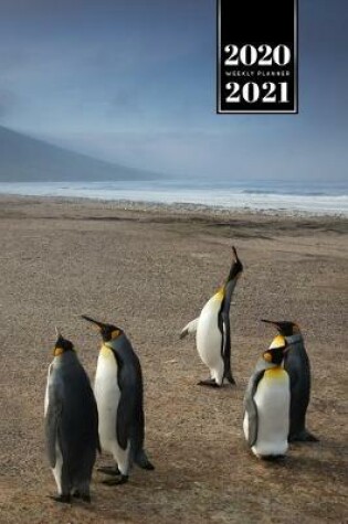 Cover of Penguin Puffin Antarctica Seabird Week Planner Weekly Organizer Calendar 2020 / 2021 - Family on the Beach