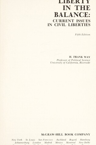 Cover of Liberty in the Balance -Wb/16