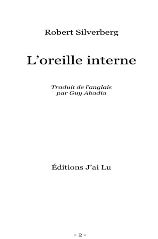 Cover of L'Oreille Interne