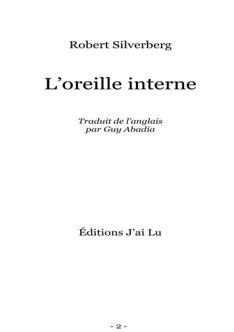 Book cover for L'Oreille Interne