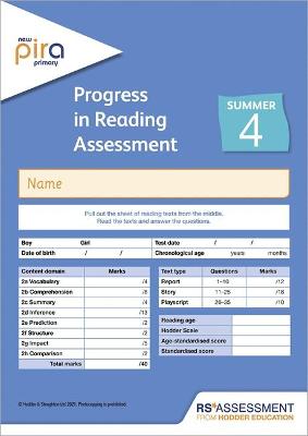 Book cover for New PiRA Test 4, Summer PK10 (Progress in Reading Assessment)