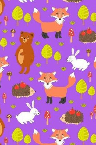 Cover of Journal Notebook Cute Foxes, Rabbits and Bears Pattern 3