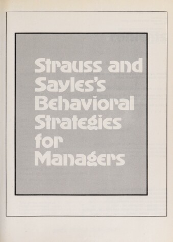 Book cover for Behavioural Strategies for Managers