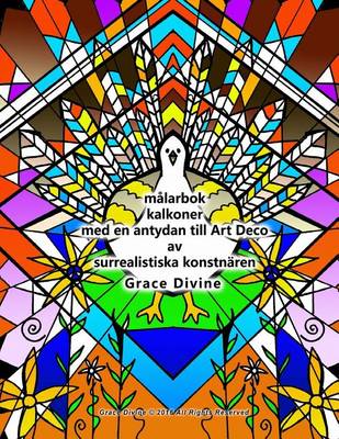 Book cover for malarbok kalkoner med en antydan till Art Deco av surrealistiska konstnaren Grace Divine