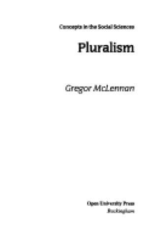 Cover of Pluralism