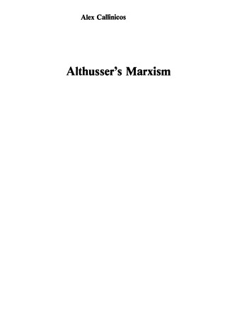 Book cover for Althusser's Marxism