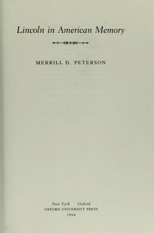 Cover of Lincoln in American Memory