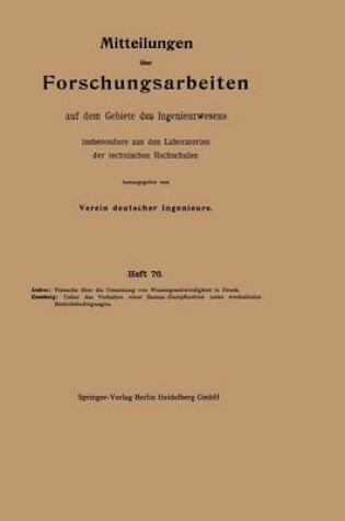 Cover of Mitteilungen UEber Forschungsarbeiten Auf Dem Gebiete Des Ingenieurwesens Insbesondere Aus Den Laboratorien Der Technischen Hochschulen