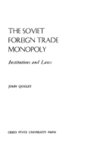 Cover of Soviet Foreign Trade Monopoly