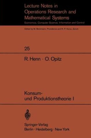 Cover of Konsum- und Produktionstheorie I
