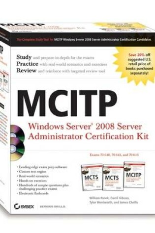 Cover of MCITP: Windows Server 2008 Server Administrator Certification Kit