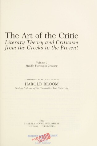 Cover of Art of the Critic (Vol. 4)(Oop)