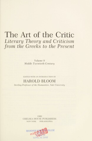 Cover of Art of the Critic (Vol. 4)(Oop)