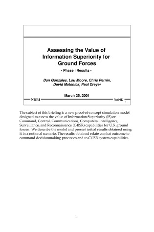 Cover of Assessing the Value of Information Superiority for Ground Forces