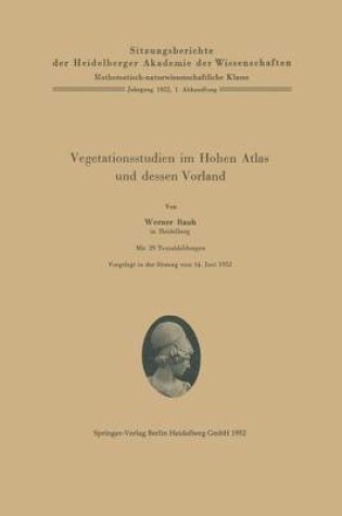 Cover of Vegetationsstudien Im Hohen Atlas Und Dessen Vorland