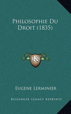 Book cover for Philosophie Du Droit (1835)