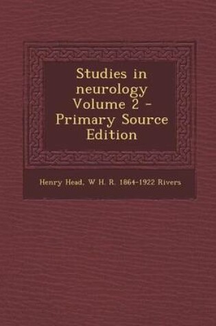 Cover of Studies in Neurology Volume 2 - Primary Source Edition