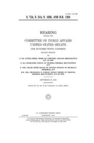 Cover of S. 724, S. 514, S. 1058, and H.R. 1294