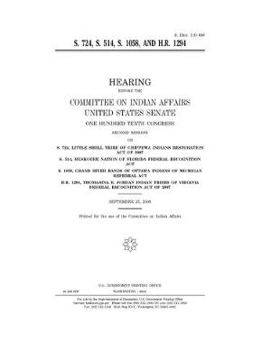 Book cover for S. 724, S. 514, S. 1058, and H.R. 1294