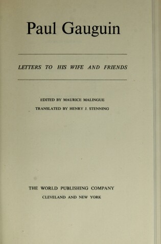 Cover of Gauguin Paul - Letters to His Wife and Friends