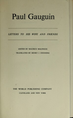 Book cover for Gauguin Paul - Letters to His Wife and Friends
