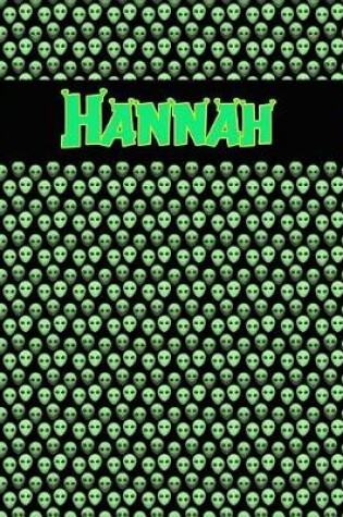 Cover of 120 Page Handwriting Practice Book with Green Alien Cover Hannah