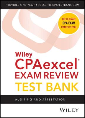 Book cover for Wiley′s CPA Jan 2022 Test Bank: Auditing and Attestation (1–year access)