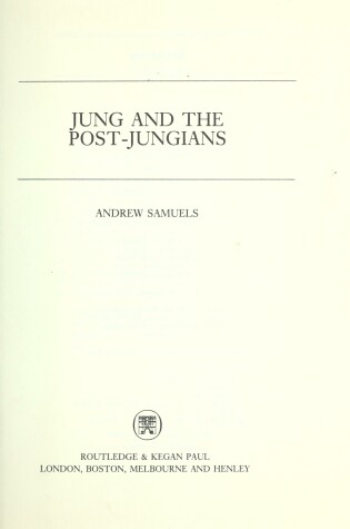 Cover of Jung and the Post-Jungians