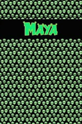 Cover of 120 Page Handwriting Practice Book with Green Alien Cover Maya