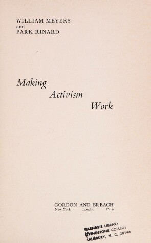 Book cover for Making Activism Work