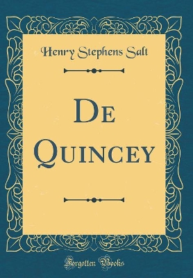 Book cover for de Quincey (Classic Reprint)