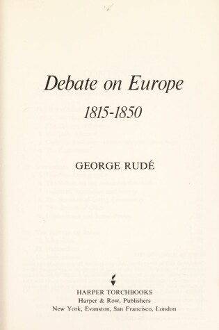 Cover of Debate on Europe, 1815-50