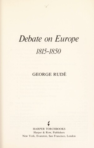 Book cover for Debate on Europe, 1815-50