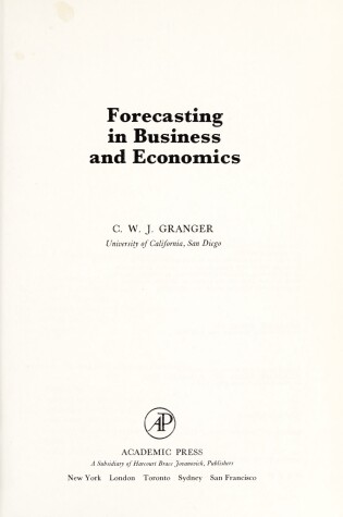 Cover of Forecasting in Business and Economics