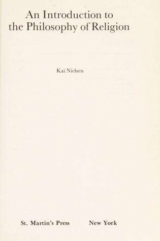 Cover of An Introduction to the Philosophy of Religion