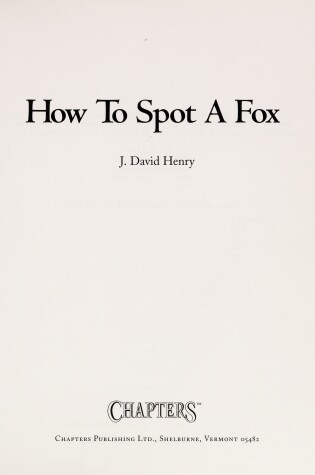 Cover of How to Spot a Fox (Cloth)