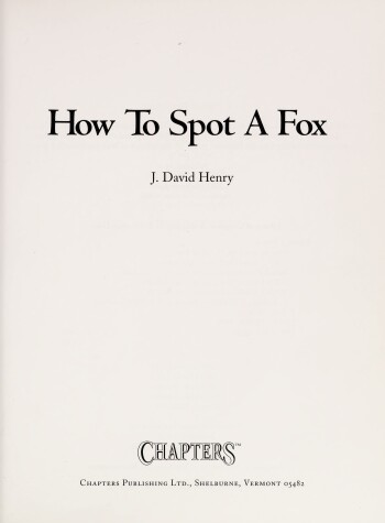 Cover of How to Spot a Fox (Cloth)